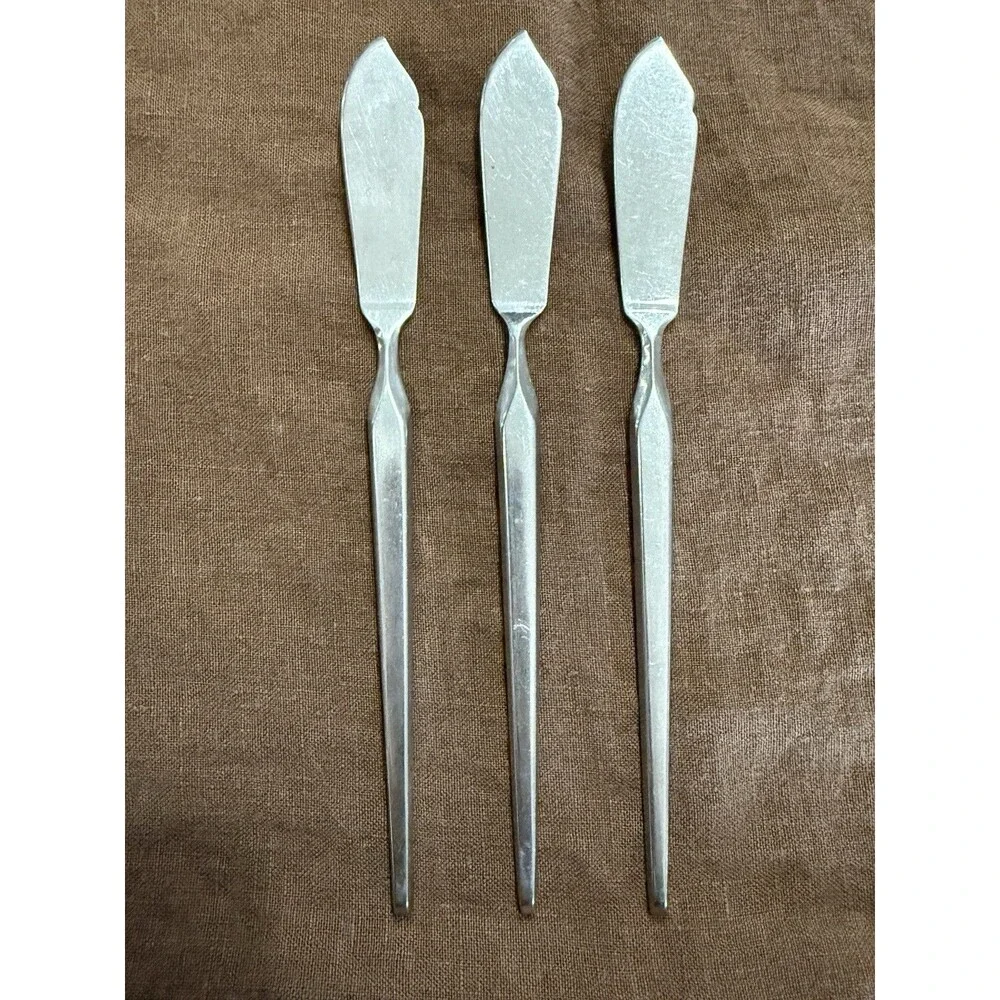 Vtg SRI Ravenna STANLEY ROBERTS Japan Stainless Flatware Butter Knives (3) MCM